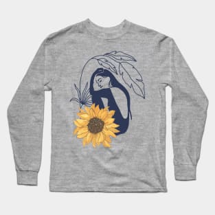 Sunflower Women Illustrations Long Sleeve T-Shirt